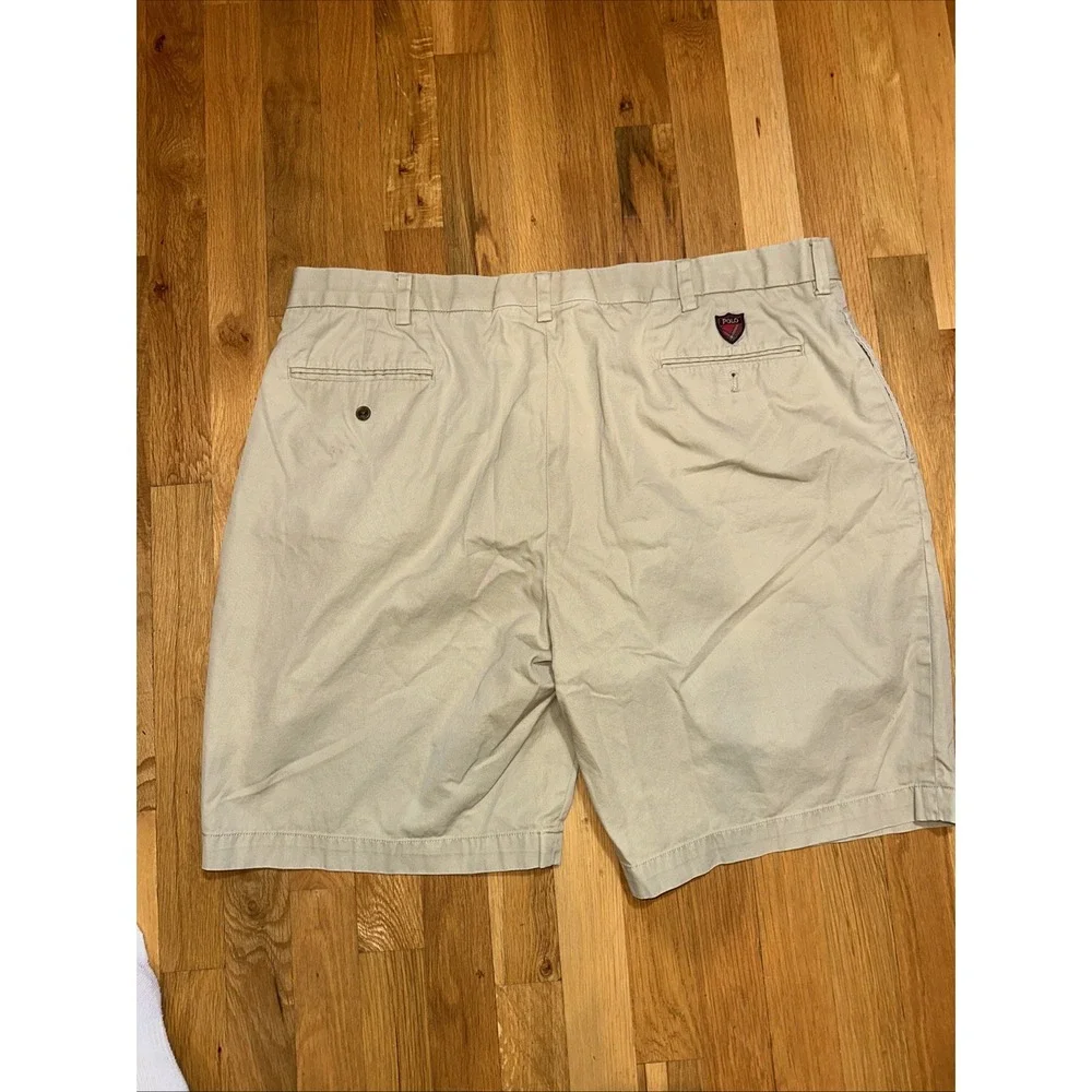 VTG Polo Ralph Lauren Chino Shorts Men's 42 Khaki Pleated Golf Preppy‎ USA Made